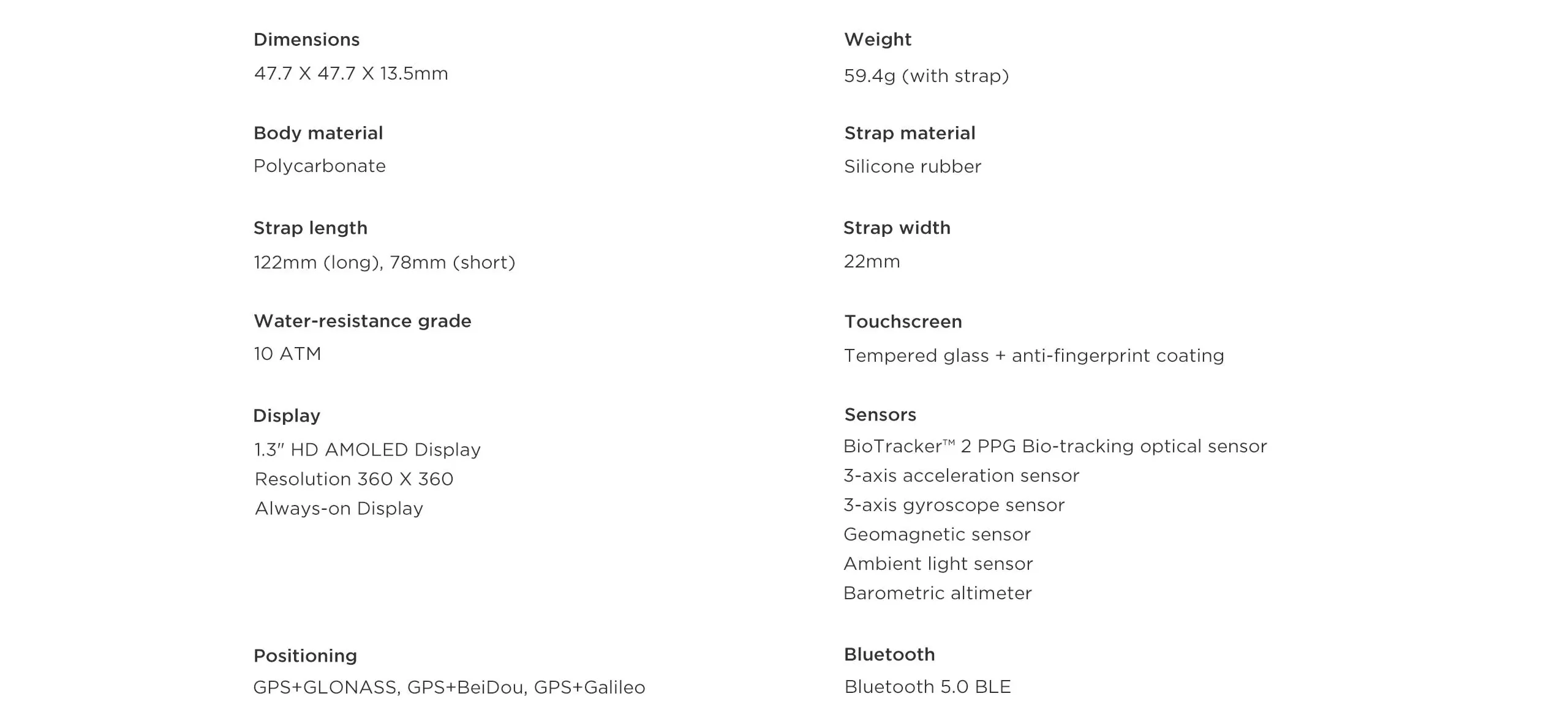 Amazfit T-Rex Pro - Specifications